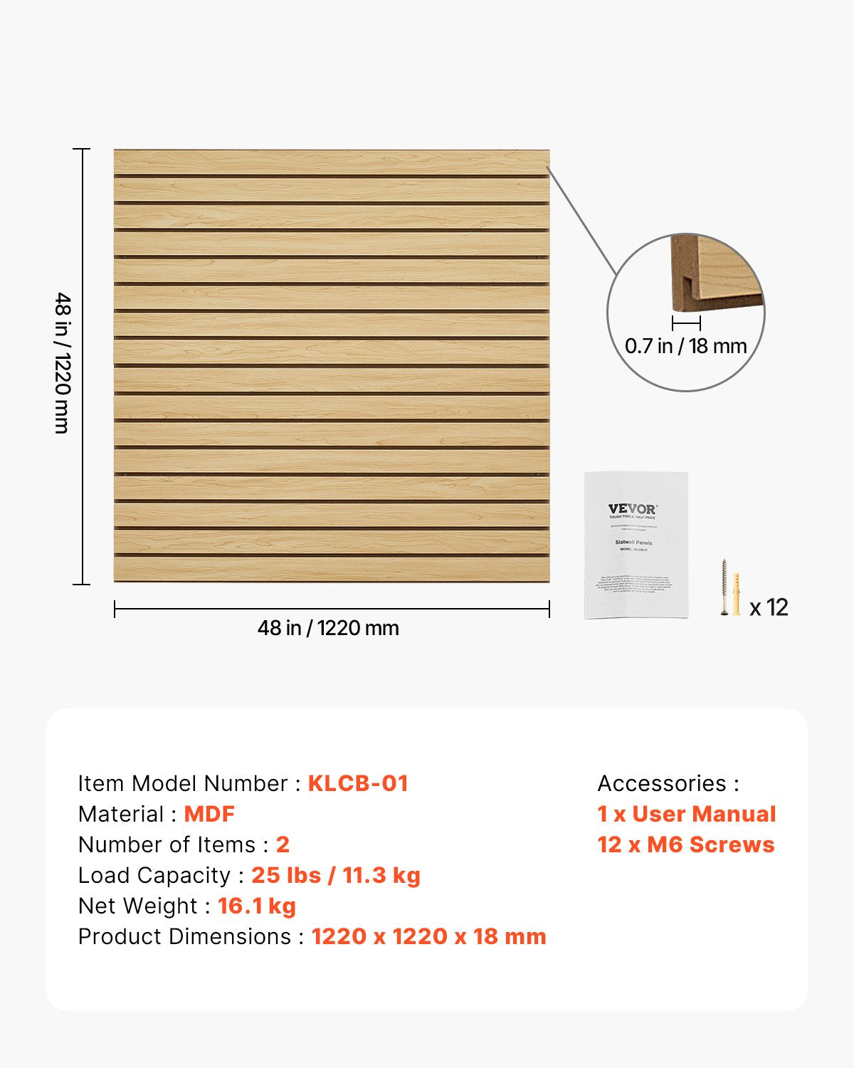 Ribbor för vägg, 12,5 x 12,5 m, MDF-ribbor för garage med modulär design, naturlig ribbor, lättmonterad, justerbar ribbor med kopplingsstruktur och gör-det-själv-skärning, lämplig för förvaring och visning