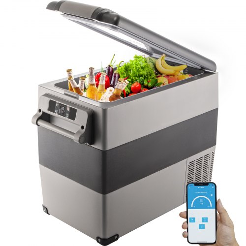 Car Refrigerator 55L Compressor Portable Small Refrigerator Car Refrigerator Freezer Vehicle Car Truck RV Boat Mini Electric Cooler for Driving Travel Fishing Outdoor and Home Use