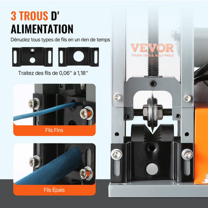 Automatic Wire Stripping Machine, 1.5mm-30mm Electric Motorized Cable Stripper, 180W, 18.3 m/min Wire Peeler with Visible Stripping Depth Reference, for Scrap Copper Recycling
