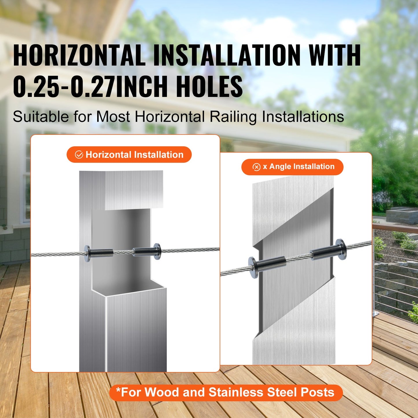 101 Pack T316 Stainless Steel Protector Sleeves for 3.2mm Wire Rope Cable Railing, DIY Balustrade T316 Marine Grade, Come with A Free Drill Bit, Black