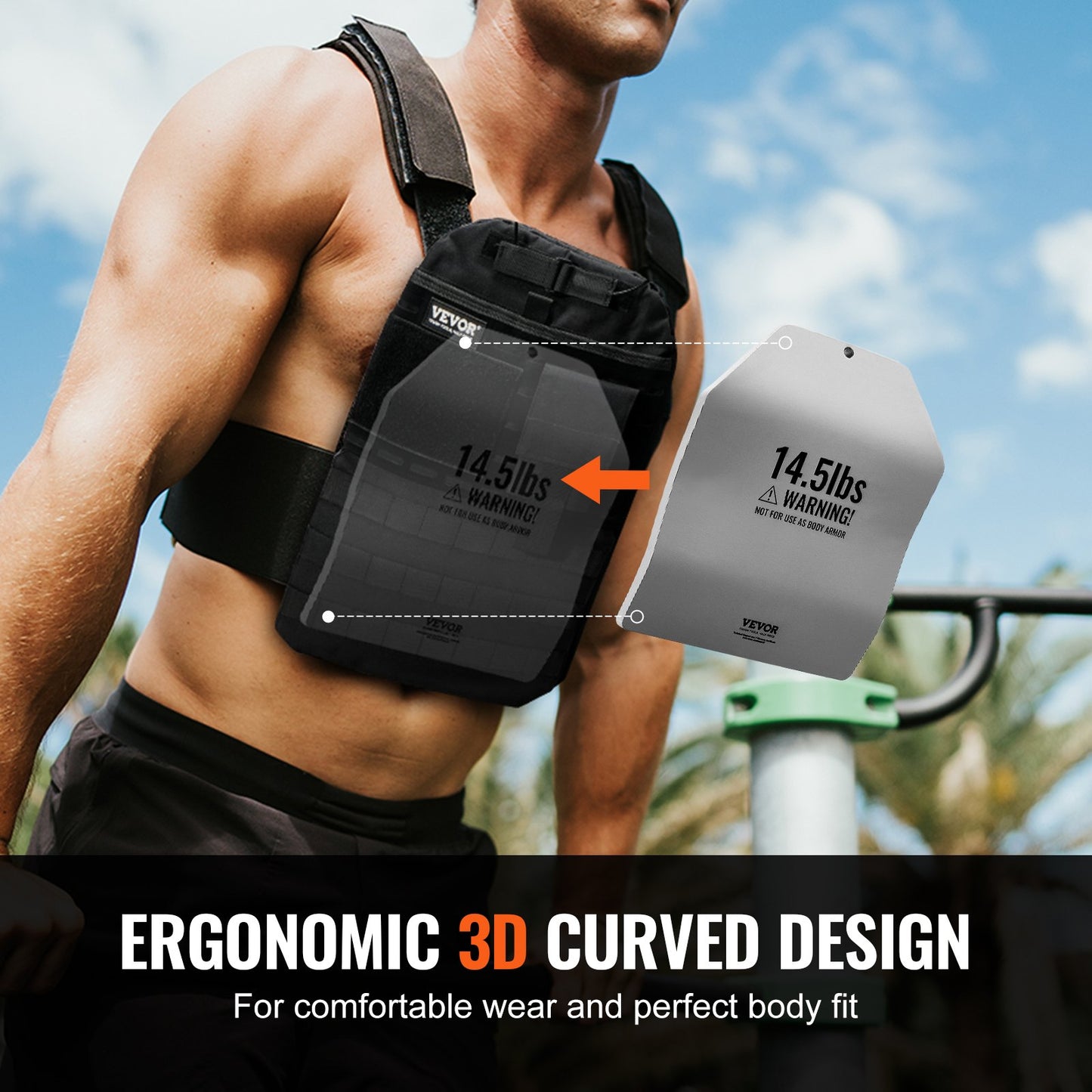 Böjda viktvästplattor, 14,5 lb par, viktplattor i premiumstål, konturerad ergonomisk passform – WOD:er, extra vikt för viktvästar, för styrketräning, löpning, tunga träningspass