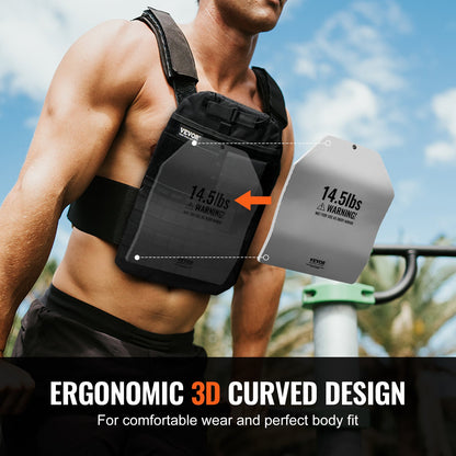 Böjda viktvästplattor, 14,5 lb par, viktplattor i premiumstål, konturerad ergonomisk passform – WOD:er, extra vikt för viktvästar, för styrketräning, löpning, tunga träningspass