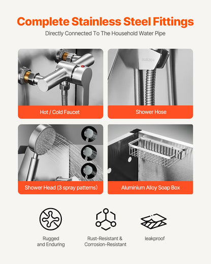 86.4 cm Stainless Steel Dog Washing Station, Pet Grooming Tub with Hot & Cold Faucet, Showerhead, Home Wash Sink, Fits Small Cats and Dogs, Non-Slip Stairs (Left Door)