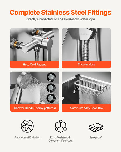 Stainless Steel Dog Washing Station, 127 cm Pet Grooming Tub w/ Stairs, PE Water Filter Board, Faucet & Showerhead & Soap Holder Dog Bathtub for Large & Medium & Small Pets (Right Door)