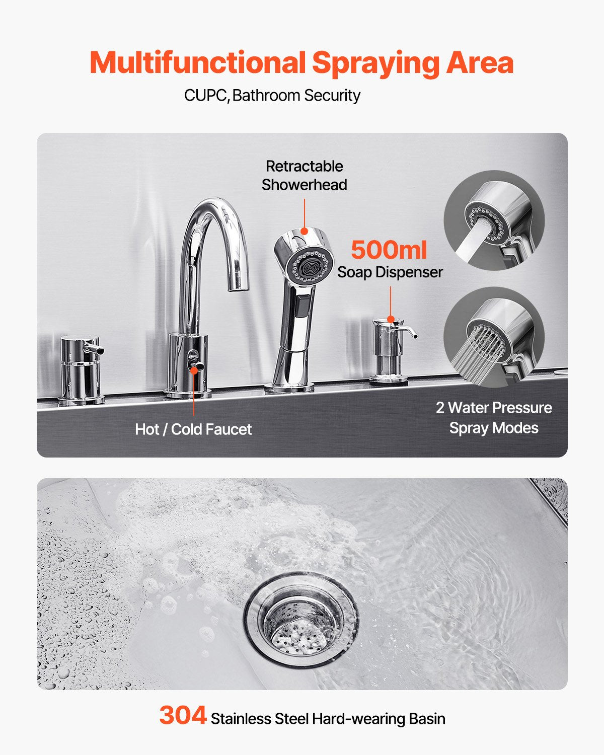 304 Stainless Steel Dog Washing Station, 154.9 cm Pet Grooming Tub with Non-Slip Low-Slope Ramp, Storage Drawer, Hot & Cold Faucet, All-in-One Bath for Grooming Shop, Fits All Sizes (Left Door)