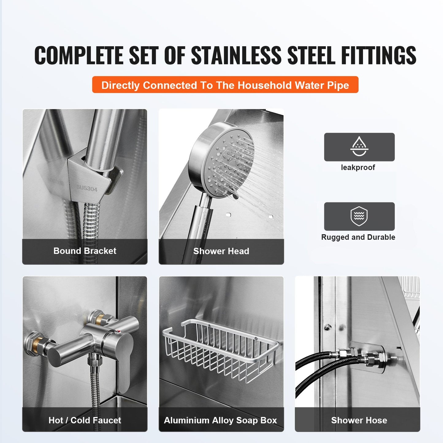 1,57 m badstation för hundar med trappor, professionellt badkar i rostfritt stål för hundar med tvållåda, kran, rikt tillbehör, badkar för stora, medelstora och små husdjur, handfat för hemmet (höger)