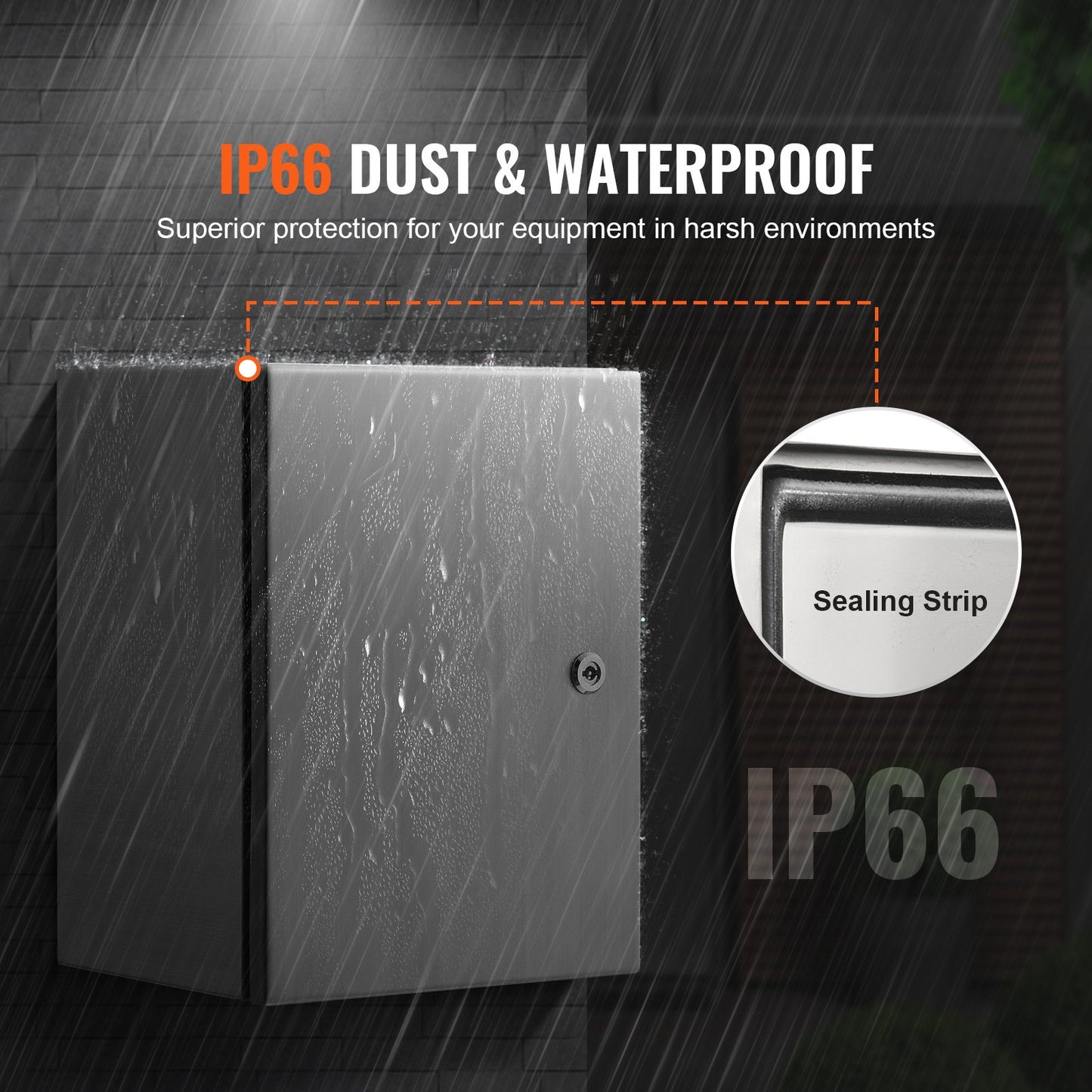 Ellåda i stål, 50,8 x 40,6 x 20,3 cm, ellåda i rostfritt stål 304, väggmonterad utomhuslåda för elektrisk och elektronisk utrustning med monteringsplatta, gångjärn och lås, IP66 vattentät