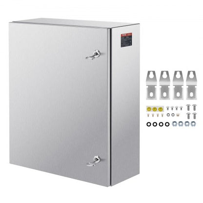 Steel Electrical Box, 60x50x20 cm, 304 Stainless Steel Electrical Enclosure Box, Wall-Mounted Outdoor Electrical Electronic Equipment Enclosure with Mounting Plate Hinges Lock, IP66 Waterproof