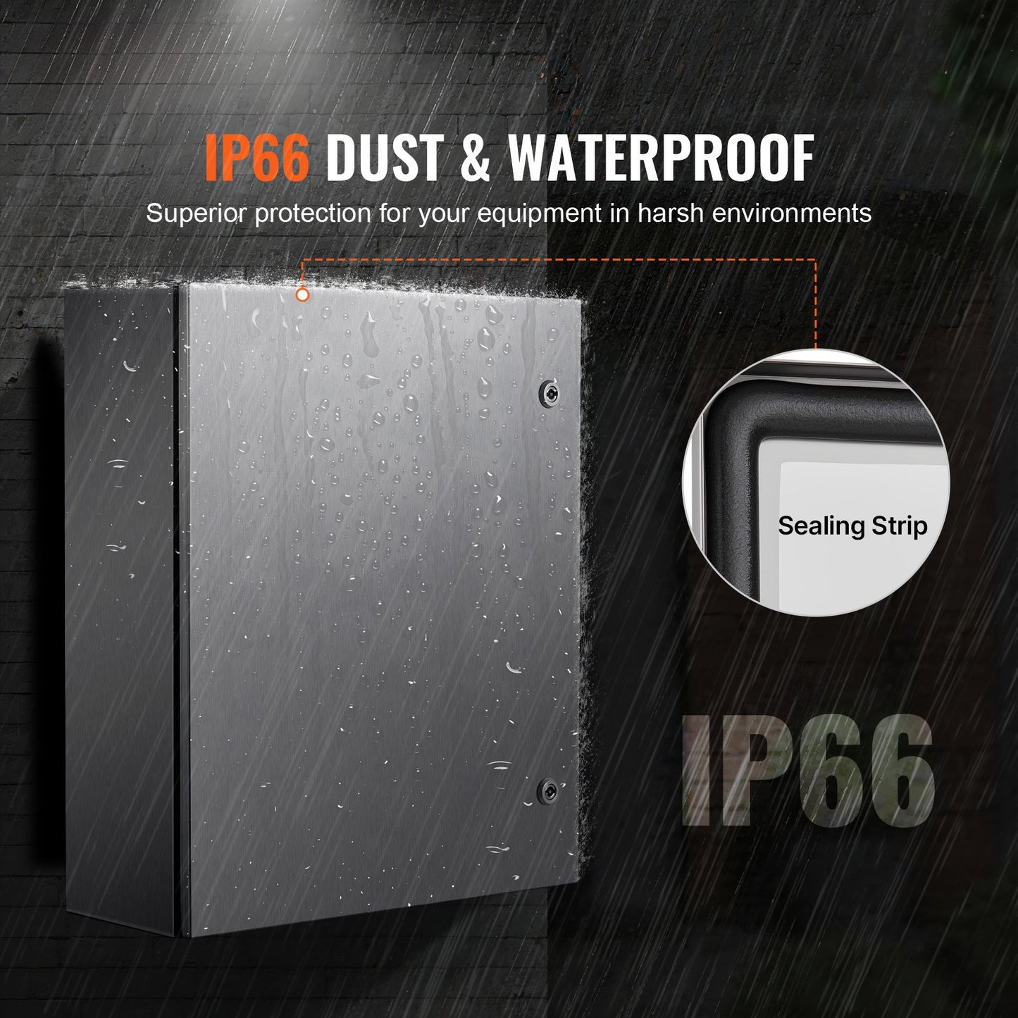 Steel Electrical Box, 60x50x20 cm, 304 Stainless Steel Electrical Enclosure Box, Wall-Mounted Outdoor Electrical Electronic Equipment Enclosure with Mounting Plate Hinges Lock, IP66 Waterproof