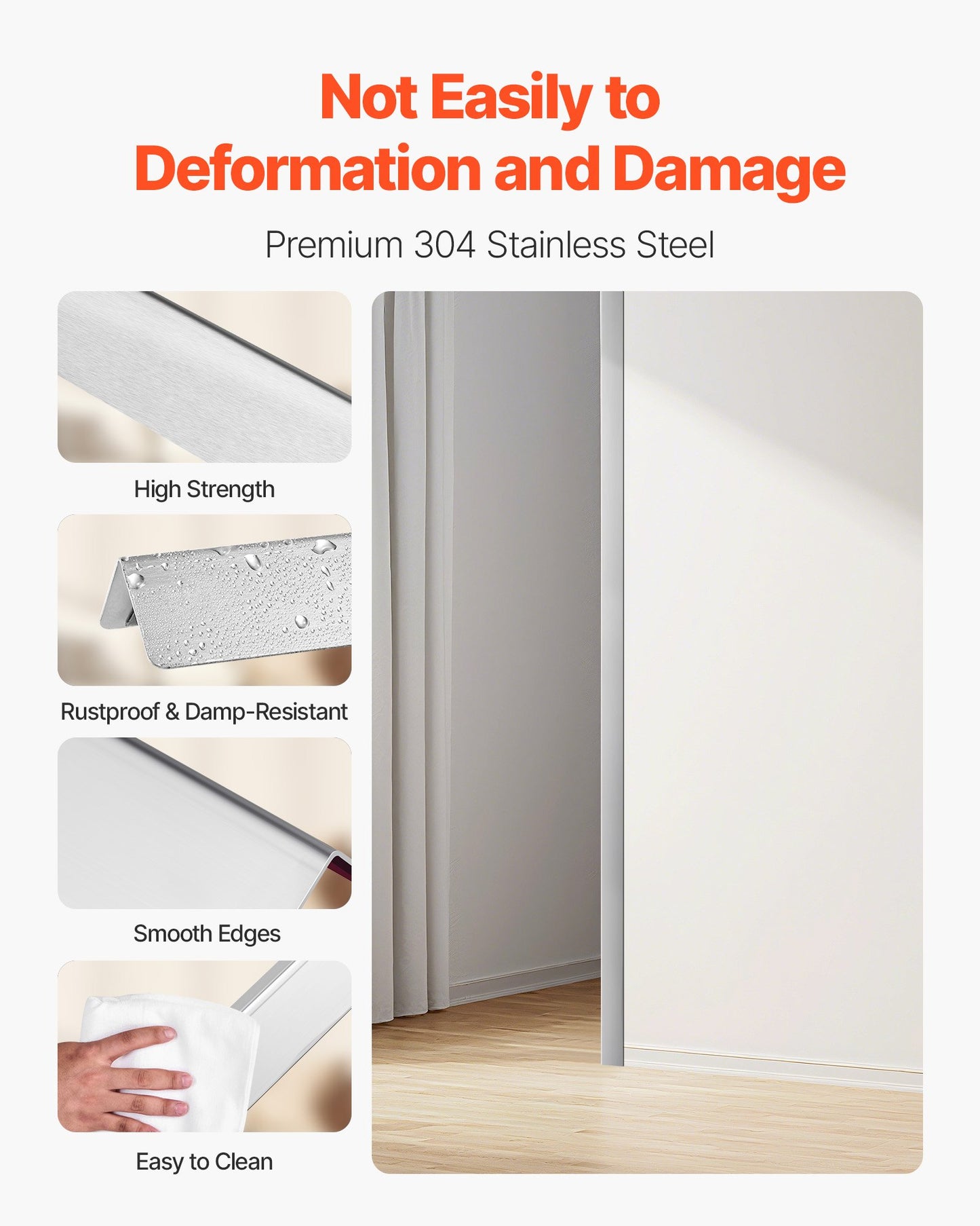 Stainless Steel Wall Corner Protector, 38 x 38 x 1217 mm, 10 Pack Metal Corner Guards, 304 Stainless Steel Edge Trim 90-Degree Angle for Home,Office,Commercial Wall Protection, with 3m Tape