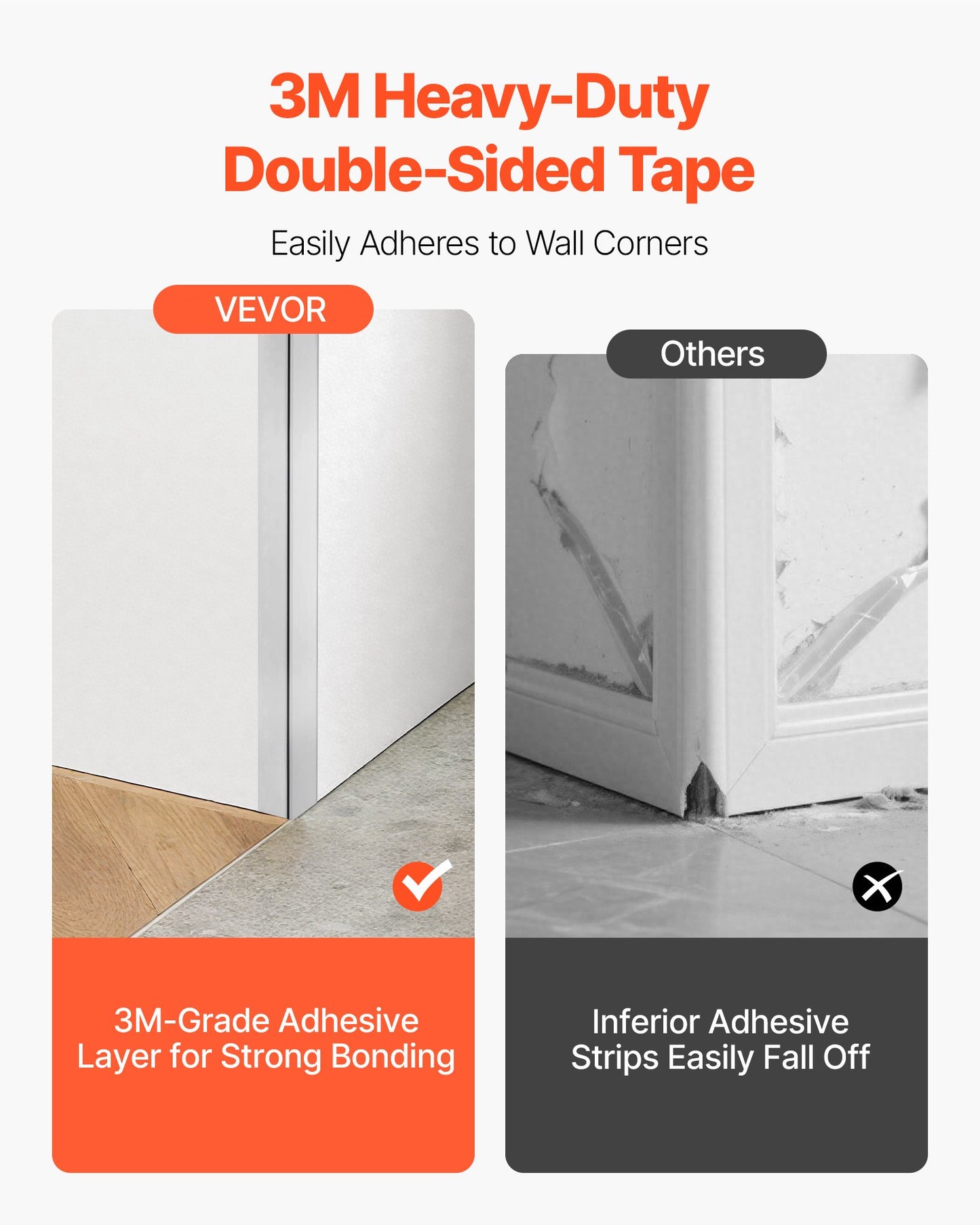 Stainless Steel Wall Corner Protector, 38 x 38 x 1217 mm, 10 Pack Metal Corner Guards, 304 Stainless Steel Edge Trim 90-Degree Angle for Home,Office,Commercial Wall Protection, with 3m Tape
