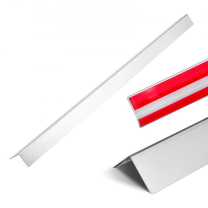 Vägghörnskydd i rostfritt stål, 50 x 50 x 1217 mm, 10-pack metallhörnskydd, kantlist i 304 rostfritt stål, 90-graders vinkel för hem, kontor, kommersiellt väggskydd, med 3 m tejp