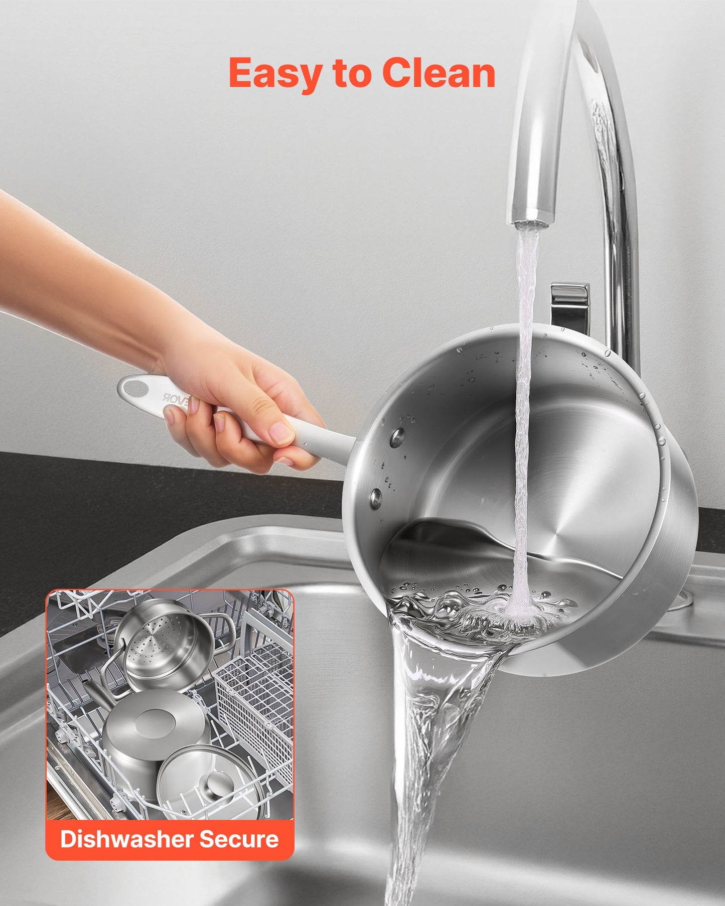 2.5 QT Saucepan with Steamer, Stainless Steel Saucepan with Glass Lid, Multipurpose Nonstick Stainless Steel Sauce Pot with Ergonomic Handle, Friendly for Oven, Dishwasher, Induction Cooker