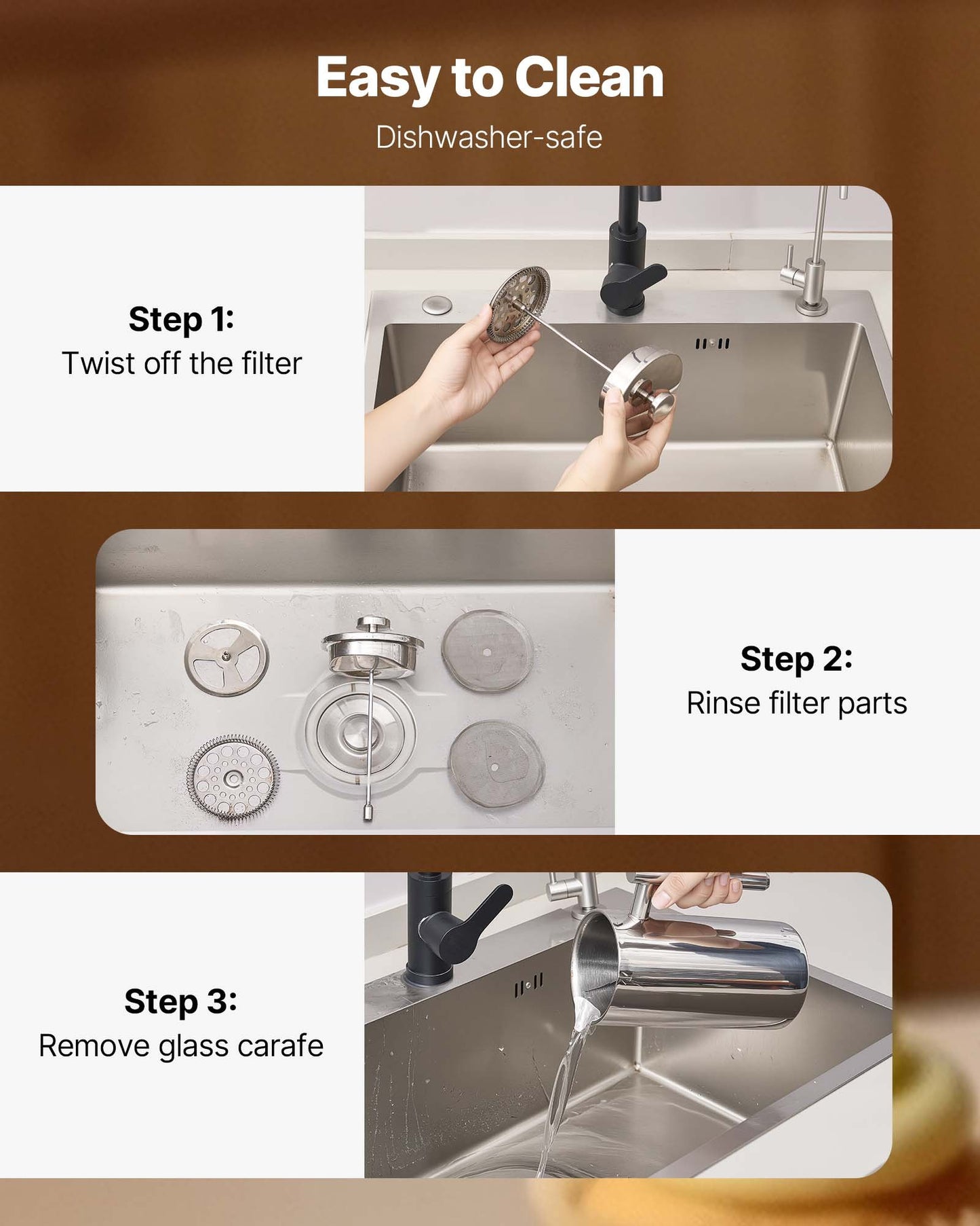 French Press Coffee Maker, 1.5 Liter Stainless Steel Coffee Press Tea Maker with Filter, Large Double Wall Insulated French Presses Cold Brew for Camping Travel Home Kitchen, Silver