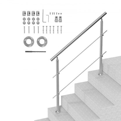 119.9 cm Handrails for Outdoor Steps 2 Crossbars Staircase for Porch Deck
