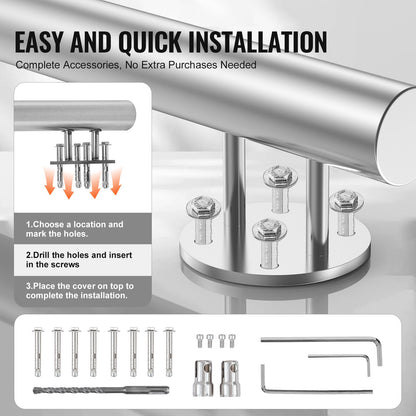 149.9 cm Handrails for Outdoor Steps Staircase for Porch Deck Side-mount