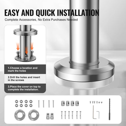 180.1 cm Handrails for Outdoor Steps 2 Crossbars Staircase for Porch Deck