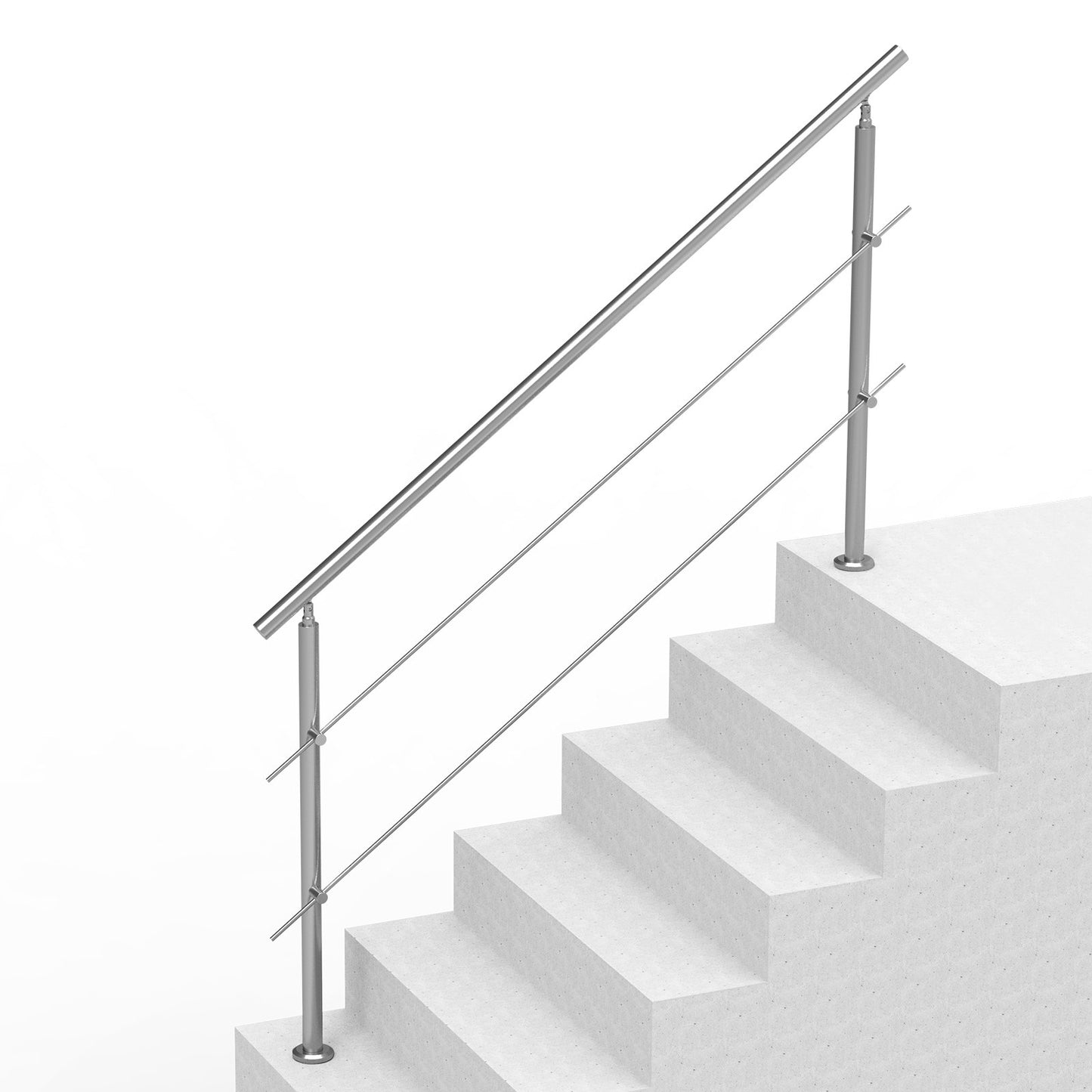 180.1 cm Handrails for Outdoor Steps 2 Crossbars Staircase for Porch Deck