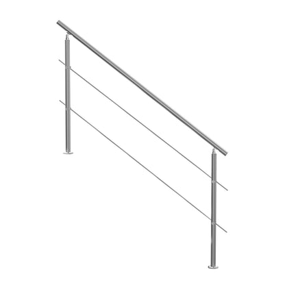 180.1 cm Handrails for Outdoor Steps 2 Crossbars Staircase for Porch Deck