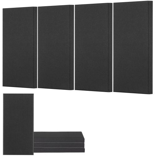 4 PCS Acoustic Panels, 2 inch Thick 23.6 x 11.8 inch Fiberglass Sound Absorbing Panels, Self-adhesive Soundproof Wall Boards, for Studios, Office, Home Theater,Meeting Room, Black