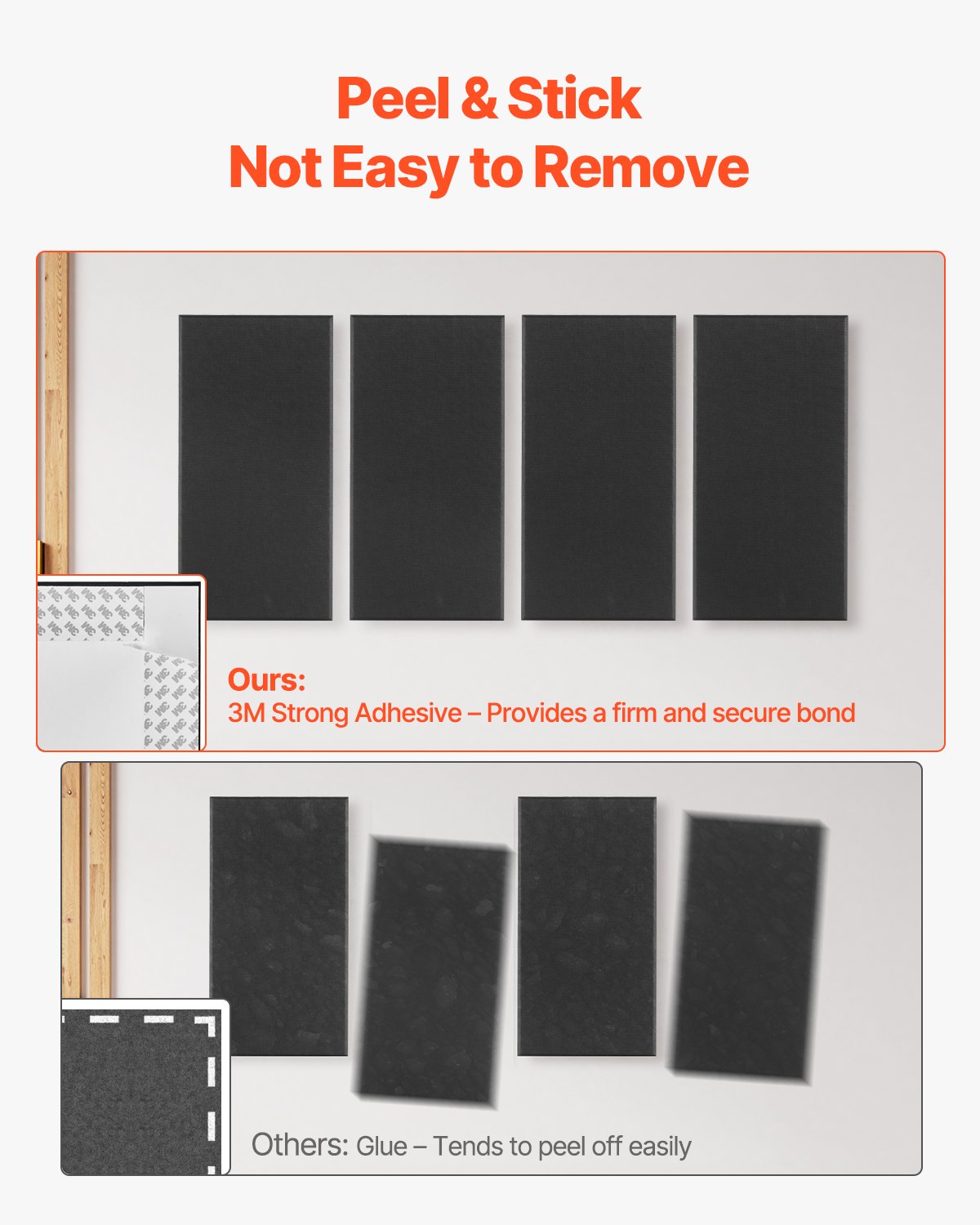 4 st akustiska paneler, 2 tum tjocka, 23,6 x 11,8 tum ljudabsorberande paneler i glasfiber, självhäftande ljudisolerade väggskivor, för studior, kontor, hemmabio, mötesrum, svarta