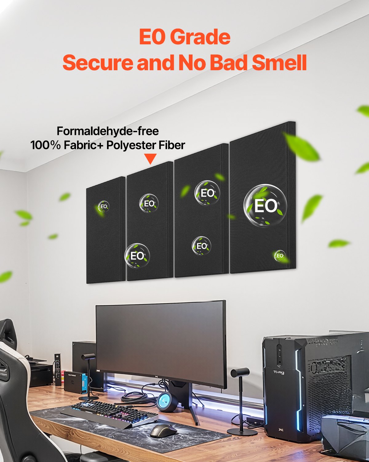 4 st akustiska paneler, 2 tum tjocka, 23,6 x 11,8 tum ljudabsorberande paneler i glasfiber, självhäftande ljudisolerade väggskivor, för studior, kontor, hemmabio, mötesrum, svarta