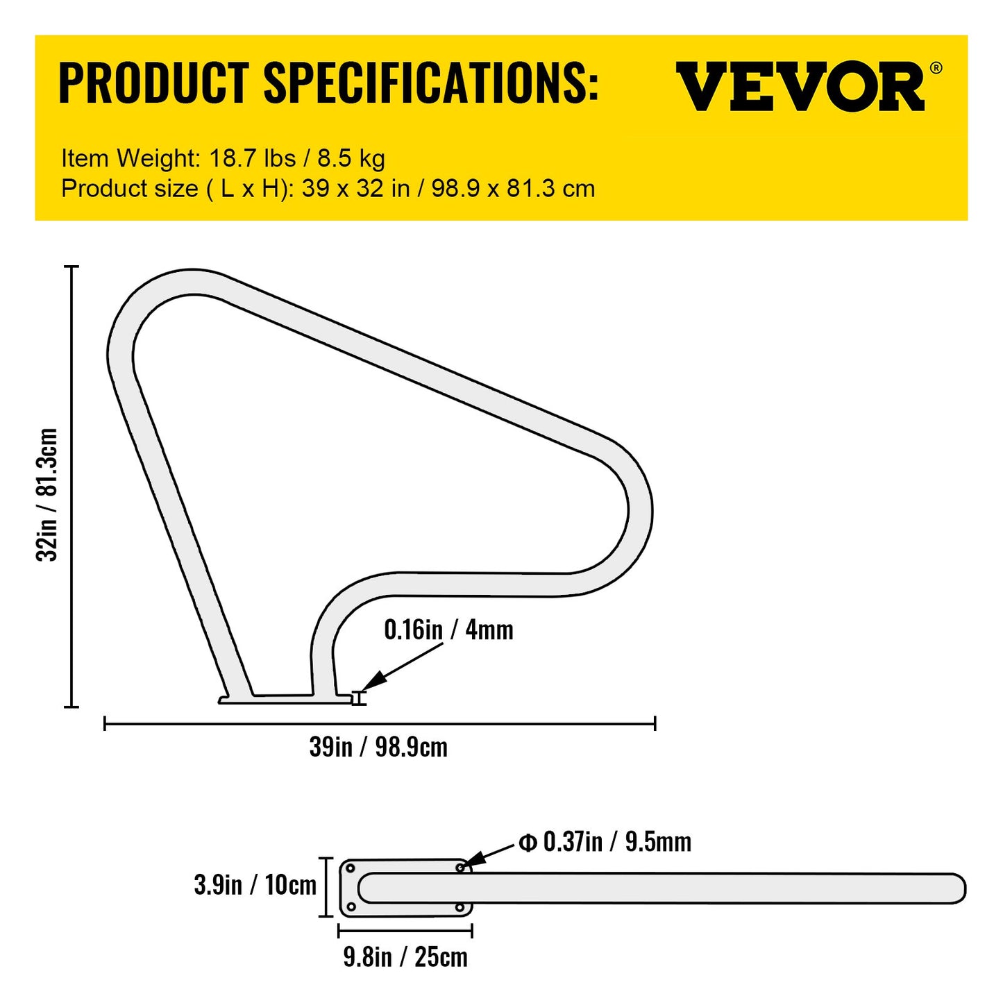 Pool Rail 39x32" Pool Railing 304 Stainless Steel 250LBS Load Capacity Silver Rustproof Pool Handrail Humanized Swimming Pool Handrail with Blue Grip Cover & M8 Drill Bit & Self-taping Screws