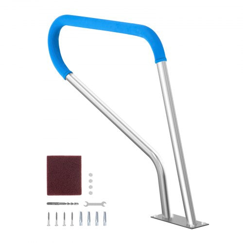 Pool Handrail, 39 x 32 inch Pool Railing, Stainless Steel with Base Plate for Indoor/Outdoor Pools,Swimming Pool Safety Railing for Decks,Rust-Proof Grab Bar w/ Grip Cover&Accessories for Spas