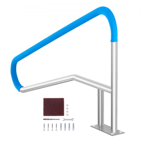 Pool Handrail, 54 x 36 inch Pool Railing, Stainless Steel with Base Plate for Indoor/Outdoor Pools,Swimming Pool Safety Railing for Decks,Rust-Proof Grab Bar w/ Grip Cover&Accessories for Spas