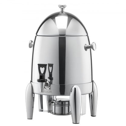 Dryckesdispenser i rostfritt stål, 12L dryckesdispenser med alkoholbrännare, varma och kalla dryckesdispensrar för kaffe, te, varmt vatten, med isrör, för restauranger, hotell, fester