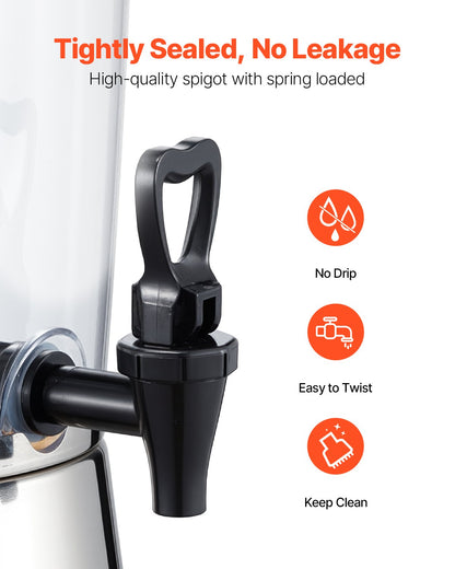 Dryckesdispenser, 8L dryckesdispenser för fester, juicedispensrar i rostfritt stål + plast med kran och isbehållare, iste-citronjuice-vattendispensrar, för restauranger, hotell