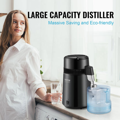 4L Water Distiller Purifier Machine Countertop Stainless Steel Interior