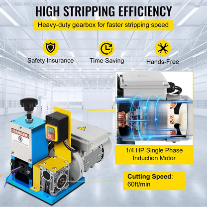 Electric Wire Stripping Machine Φ1.5mm~Φ25mm Portable Automatic Wire Stripper Cable 180W Wire Stripping Machine Tool for Scrap Copper Recycling