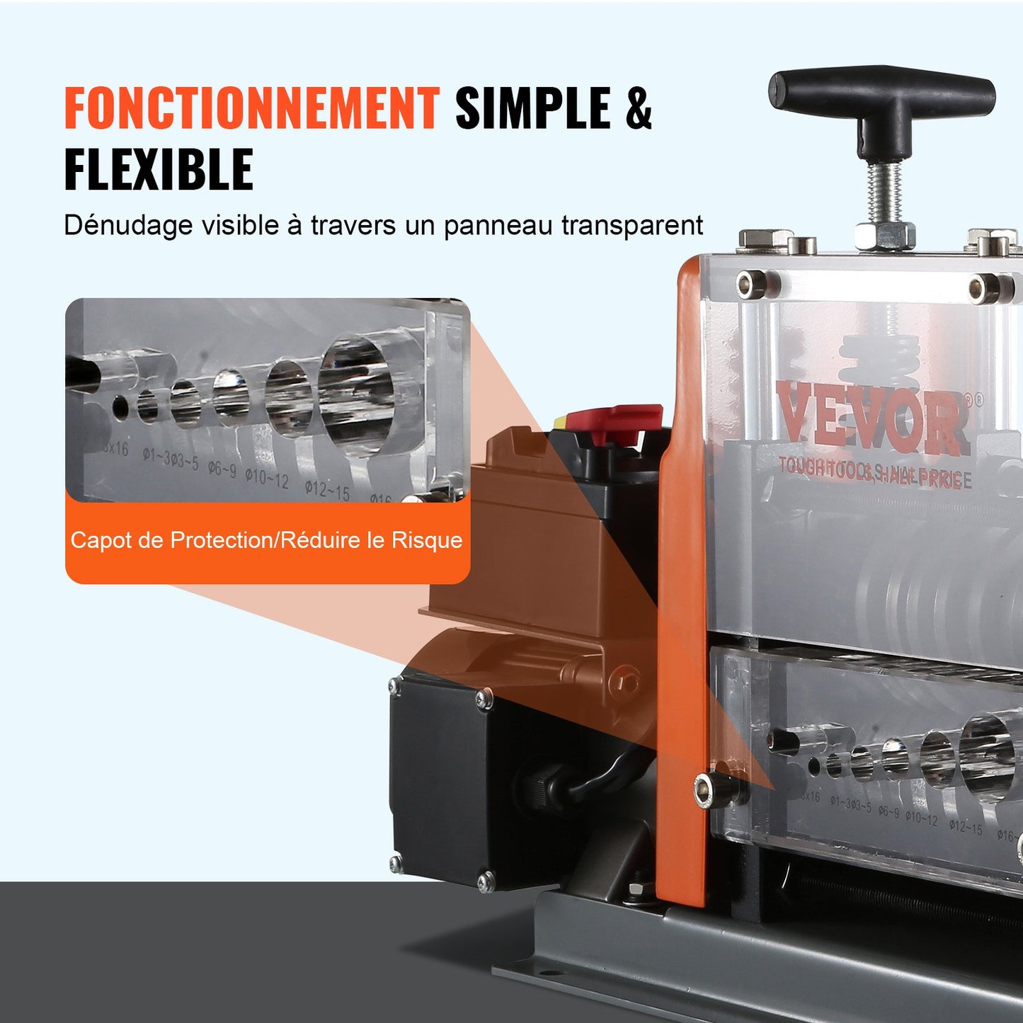 Automatic Wire Stripping Machine, 1.5mm-25mm Electric Motorized Cable Stripper, 60 W, Wire Peeler with Visible Stripping Depth Reference, 6 Round & 1 Flat Channels for Scrap Copper Recycling