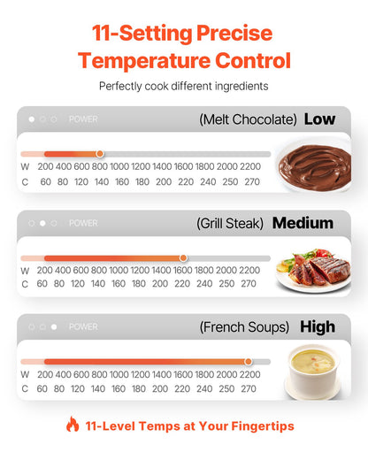 Portable Induction Cooktop, 2200W Electric Induction Burner with 11 Temperature Settings, Countertop Induction Hot Plate with 3H Timer, Child Lock, Easy to Clean, for Home Kitchen Cooking