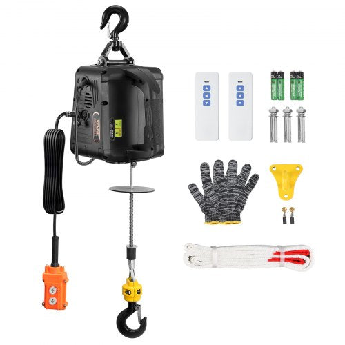 3-in-1 Portable Electric Hoist Winch 499 kg Wired/Wireless Remote Control