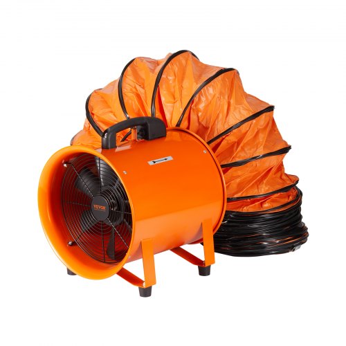 Portable Ventilator, 254mm Heavy Duty Cylinder Fan with 5m Duct Hose, 255W Strong Shop Exhaust Blower 1720CFM, Industrial Utility Blower for Sucking Dust, Smoke, Smoke Home/Workplace