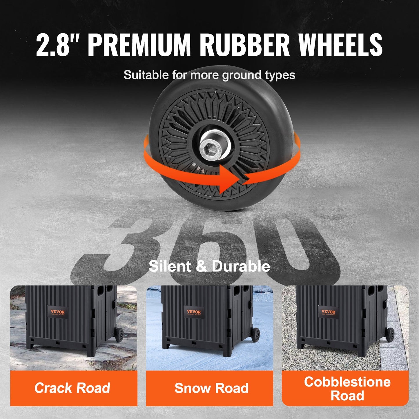 Hopfällbar verktygsvagn, 36 kg lastkapacitet, hopfällbar bärbar rullande låda med hållbart, kraftigt teleskophandtag och 2 hjul för resor, shopping, flytt av bagage, kontorsbruk, svart