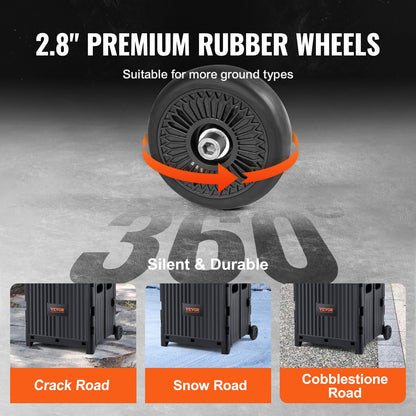 Hopfällbar verktygsvagn, 36 kg lastkapacitet, hopfällbar bärbar rullande låda med hållbart, kraftigt teleskophandtag och 2 hjul för resor, shopping, flytt av bagage, kontorsbruk, svart