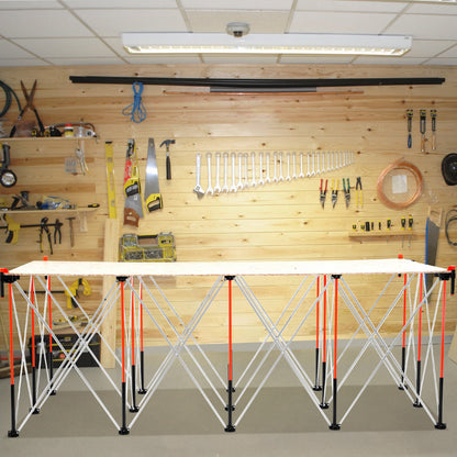 Bärbart hopfällbart arbetsställ, 2455 x 1260 mm hopfällbar arbetsbänk, 2724 kg viktkapacitet, ingen montering. Hopfällbart arbetsställ med förvaringsväska, bordsskiva ingår ej, för garage, verkstad och utomhusbruk.