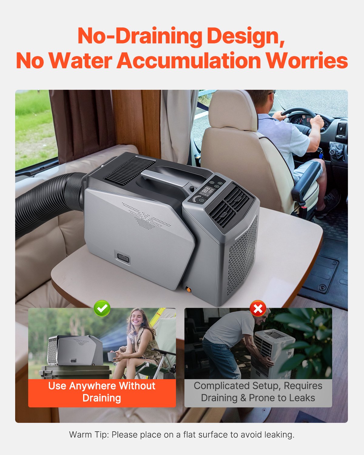 Portable Air Conditioner, 5000 BTU 3-Speed Air Conditioning Unit with 24H Timer, Air Portable AC Adjustable from 16-32℃, Compatible with AC/DC for Outdoor Tent Camping, RVs or Home Use, Grey