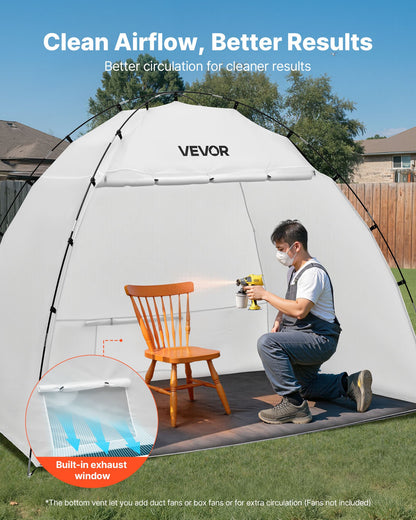 Portable Paint Booth Tent, 2330 x 1720 x 1900mm Painting Tent Station, Spray Shelter with Built-in Floor & Mesh Screen, Large Space, Oxford Spray Painting Tents for Cupboard, Chairs, Tables