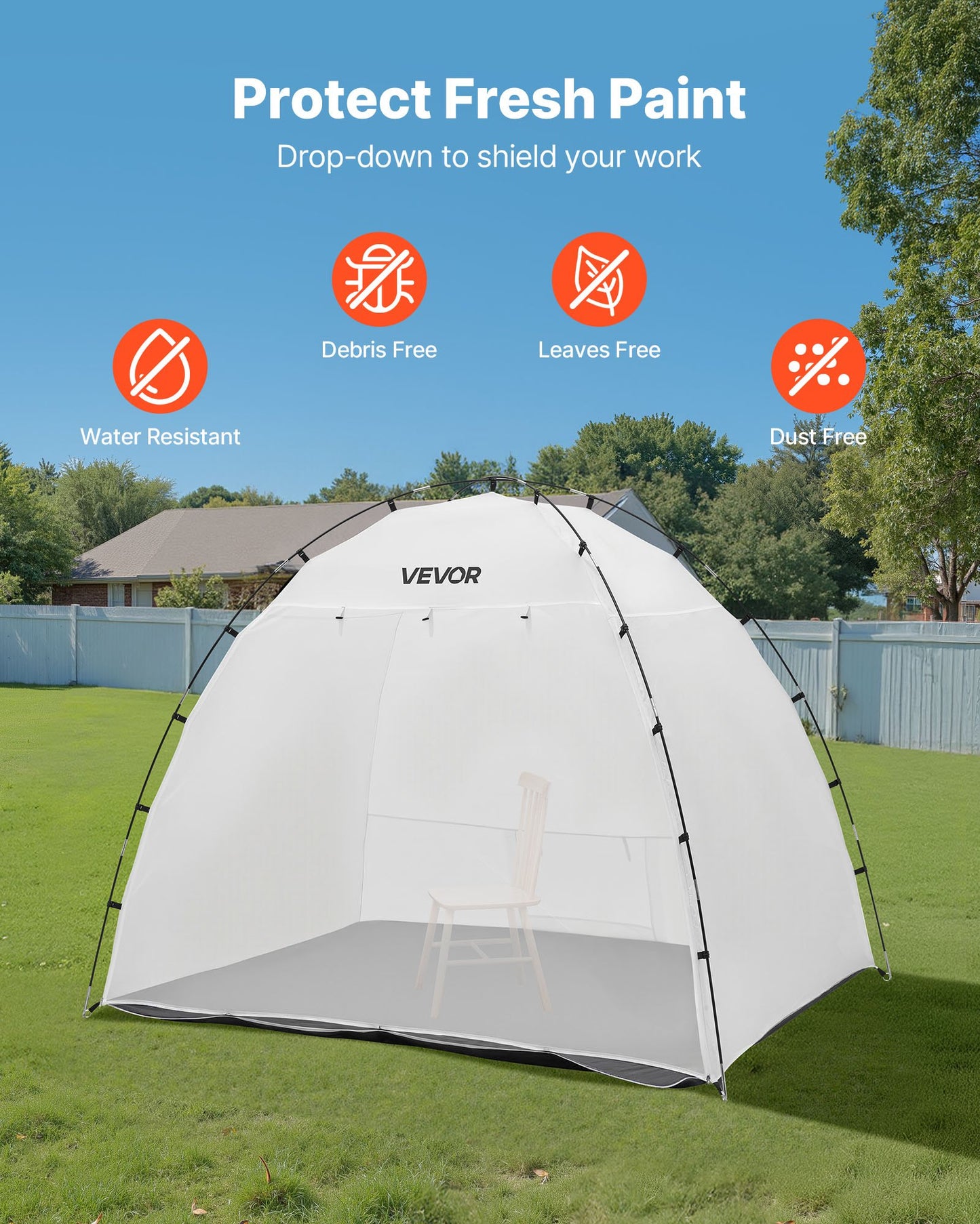 Portable Paint Booth Tent, 2330 x 1720 x 1900mm Painting Tent Station, Spray Shelter with Built-in Floor & Mesh Screen, Large Space, Oxford Spray Painting Tents for Cupboard, Chairs, Tables