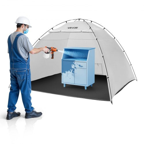 Portable Paint Booth Tent, 2950 x 2920 x 2020mm Painting Tent Station, Spray Shelter with Built-in Floor & Mesh Screen, Large Space, Oxford Spray Painting Tents for Cupboard, Chairs, Tables