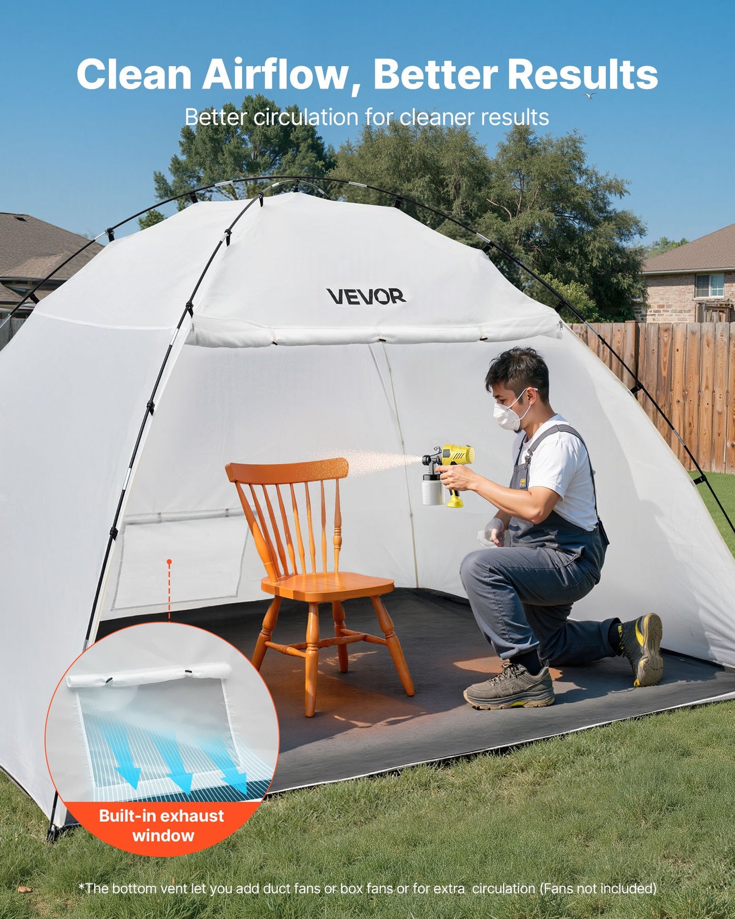 Portable Paint Booth Tent, 2950 x 2920 x 2020mm Painting Tent Station, Spray Shelter with Built-in Floor & Mesh Screen, Large Space, Oxford Spray Painting Tents for Cupboard, Chairs, Tables