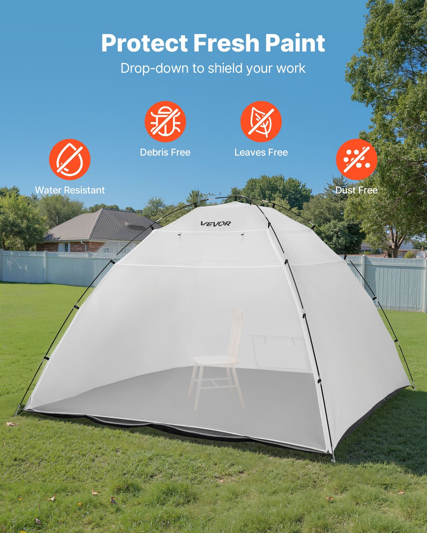 Portable Paint Booth Tent, 2950 x 2920 x 2020mm Painting Tent Station, Spray Shelter with Built-in Floor & Mesh Screen, Large Space, Oxford Spray Painting Tents for Cupboard, Chairs, Tables