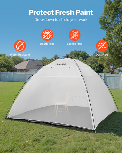 Portable Paint Booth Tent, 2950 x 2920 x 2020mm Painting Tent Station, Spray Shelter with Built-in Floor & Mesh Screen, Large Space, Oxford Spray Painting Tents for Cupboard, Chairs, Tables