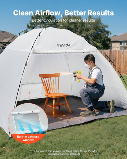 Portable Paint Booth Tent, 32930 x 2300 x 1880mm Painting Tent Station, Spray Shelter with Built-in Floor & Mesh Screen, Large Space, Oxford Spray Painting Tents for Cupboard, Chairs, Tables