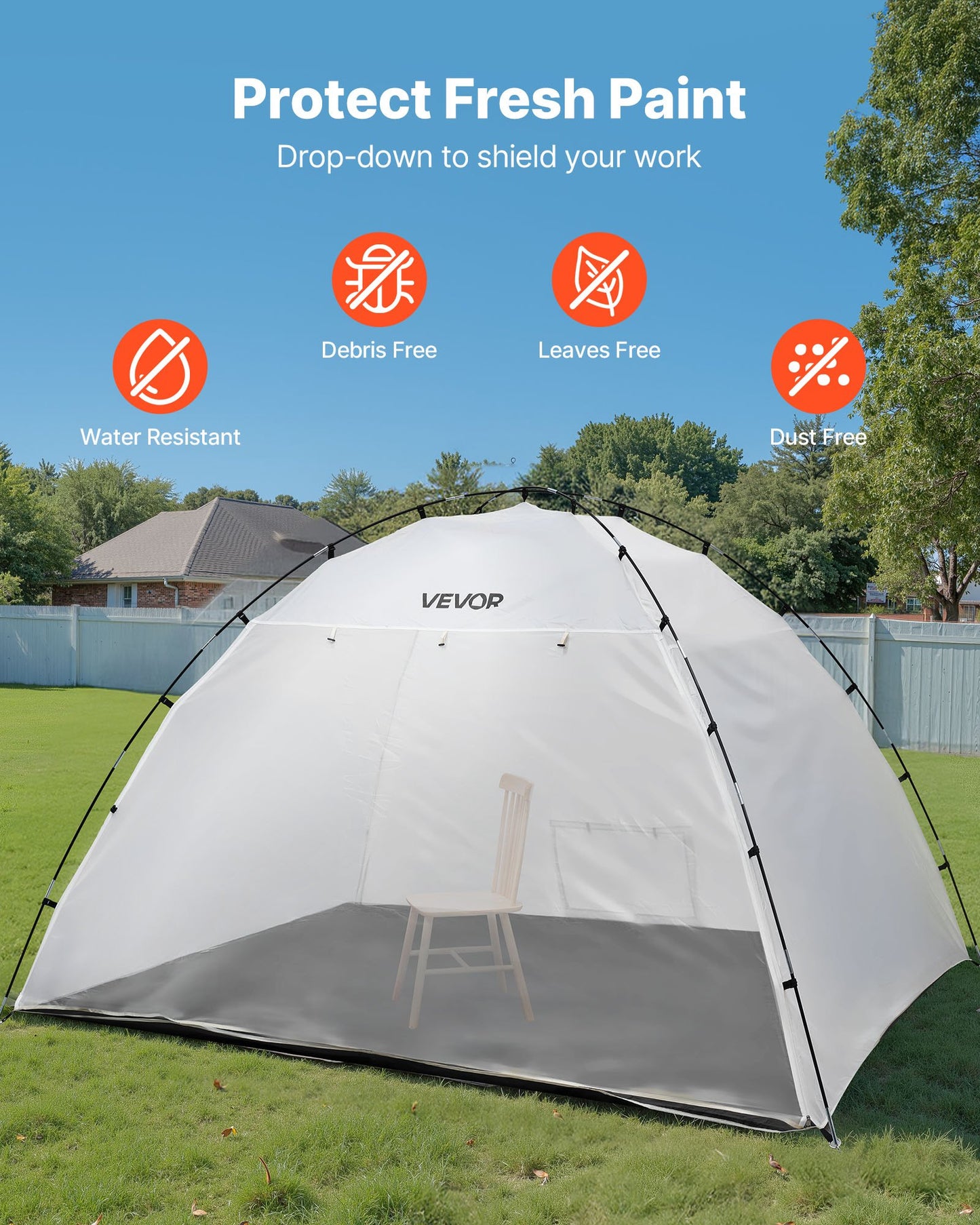 Portable Paint Booth Tent, 32930 x 2300 x 1880mm Painting Tent Station, Spray Shelter with Built-in Floor & Mesh Screen, Large Space, Oxford Spray Painting Tents for Cupboard, Chairs, Tables