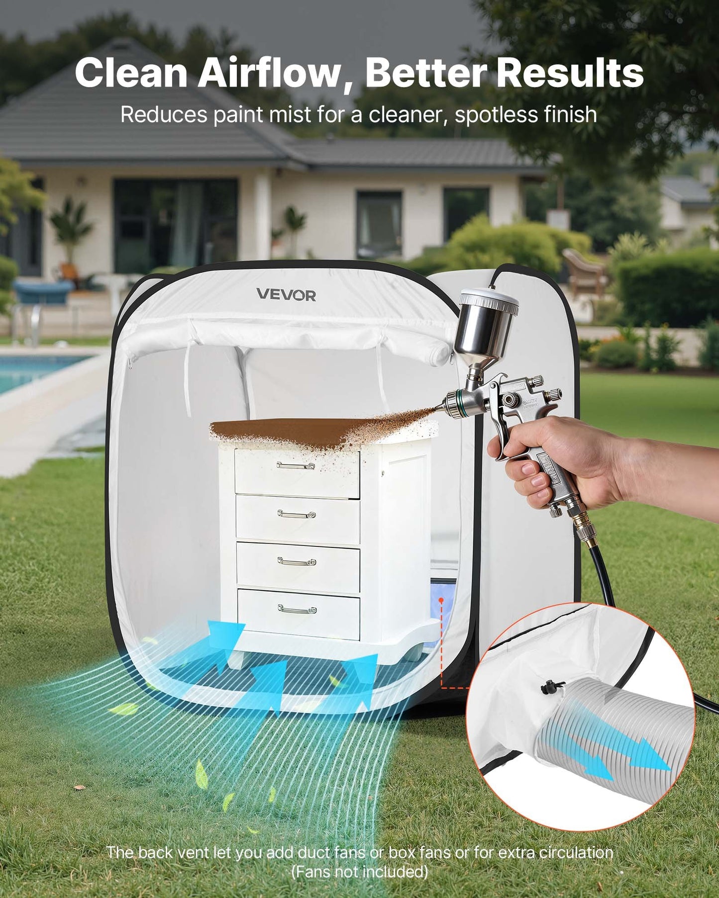 Portable Paint Booth Tent,720 x 725 x 750mm Pop-Up Portable Spray Paint Tent with Mesh Door, Spray Painting Tents for Cabinets, Chairs, Models, Tables, Pop-Up Design, Efficient Airflow